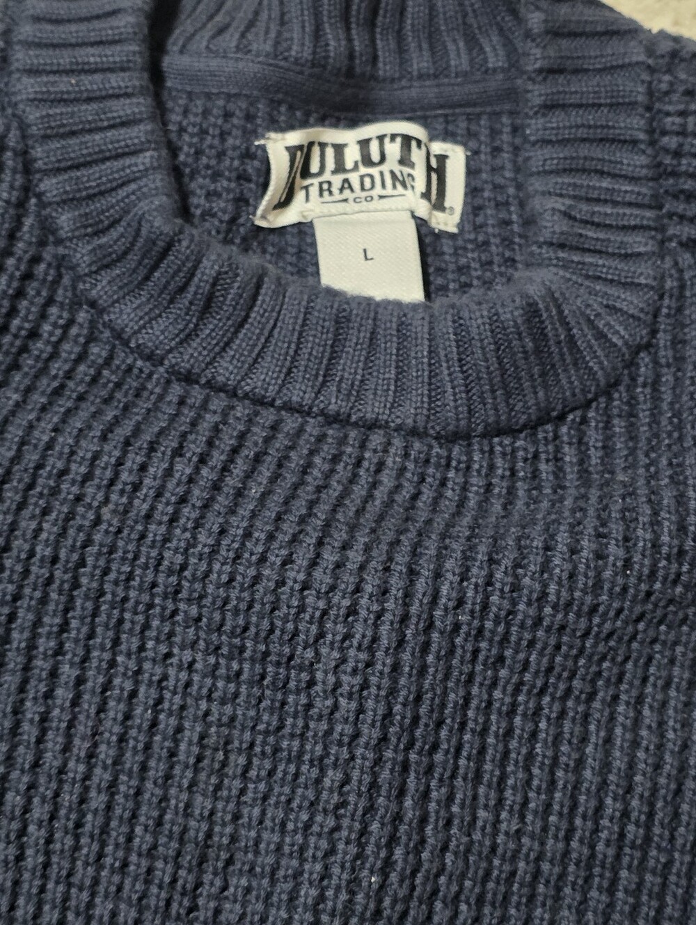 Duluth Trading Co Navy Ribbed Crewneck Sweater